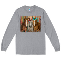 Heather Grey horses with bandanas Long Sleeve Tee - RanaPortraitStore