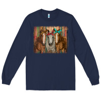 Navy horses with bandanas Long Sleeve Tee - RanaPortraitStore