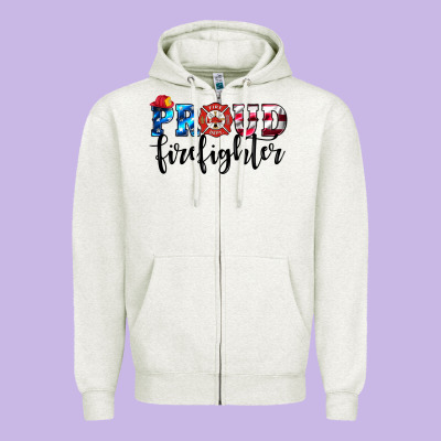 Proud Firefighter Zipper Hoodie Designed By Hra Design Shop
