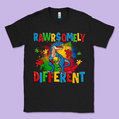 Rawrsomely Different Autism Trex Classic Tee Designed By Zillion Design Studio