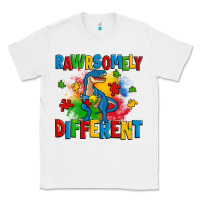 White rawrsomely different autism trex Classic Tee - Zillion Design Studio