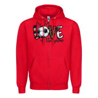 Red for the love of the game socer Zipper Hoodie - CowhideDigitalArt