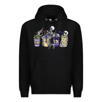 Black skeleton coffee cups Premium Hoodie - NancyCooperArtShop