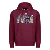 Burgundy skeleton coffee cups Premium Hoodie - NancyCooperArtShop