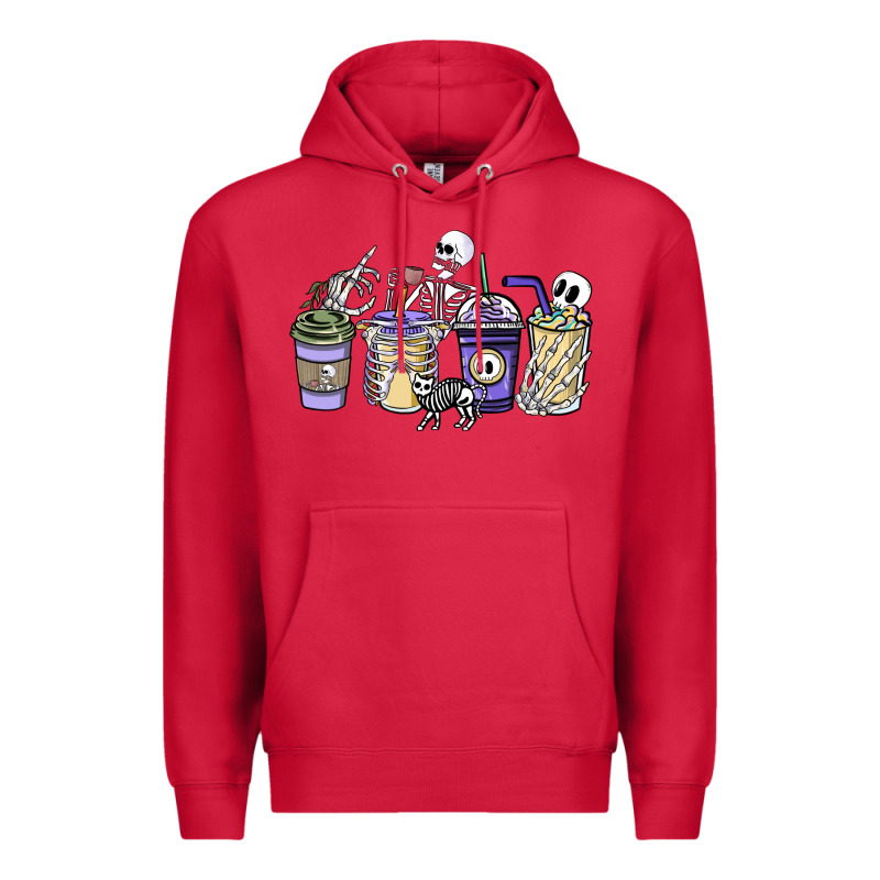 Skeleton Coffee Cups Premium Hoodie by NancyCooperArtShop | Teevron