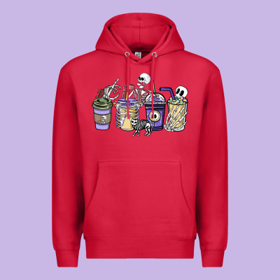 Skeleton Coffee Cups Premium Hoodie Designed By Nancycooperartshop