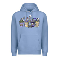 Colony Blue skeleton coffee cups Premium Hoodie - NancyCooperArtShop