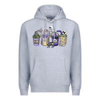 Heather Grey skeleton coffee cups Premium Hoodie - NancyCooperArtShop