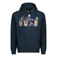 Navy skeleton coffee cups Premium Hoodie - NancyCooperArtShop