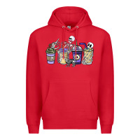 Red skeleton coffee cups Premium Hoodie - NancyCooperArtShop