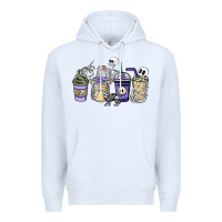 White skeleton coffee cups Premium Hoodie - NancyCooperArtShop