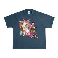 Midnight Navy Louisiana Map Easter Bunny And Cross Urban Heavy Tee - RanaPortraitStore