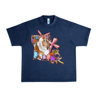 Navy Louisiana Map Easter Bunny And Cross Urban Heavy Tee - RanaPortraitStore