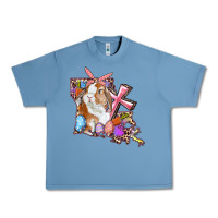 Pebble Blue Louisiana Map Easter Bunny And Cross Urban Heavy Tee - RanaPortraitStore