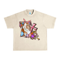 Sandshell Louisiana Map Easter Bunny And Cross Urban Heavy Tee - RanaPortraitStore