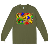 Army Green autism background Long Sleeve Tee - Zillion Design Studio