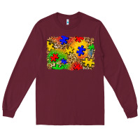 Burgundy autism background Long Sleeve Tee - Zillion Design Studio
