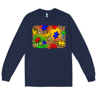 Navy autism background Long Sleeve Tee - Zillion Design Studio