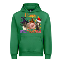 Emerald Happy Hallothanksmas Farm Animal Urban Hoodie - BundleAndBundleShop