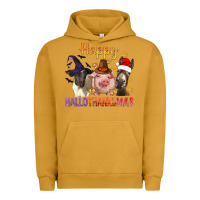 Pigment Peanut Butter Happy Hallothanksmas Farm Animal Urban Hoodie - BundleAndBundleShop