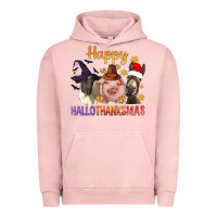 Pigment Salmon Happy Hallothanksmas Farm Animal Urban Hoodie - BundleAndBundleShop