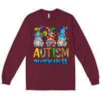 Burgundy autism awareness gnomes Long Sleeve Tee - Zillion Design Studio