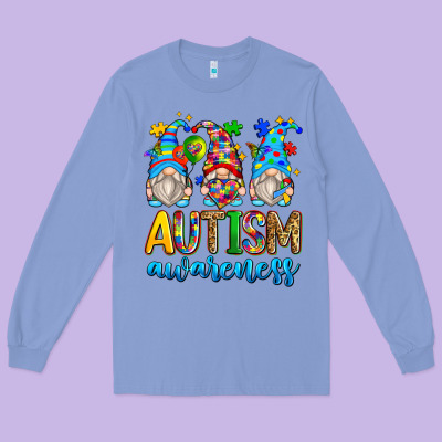 Autism Awareness Gnomes Long Sleeve Tee Designed By Zillion Design Studio