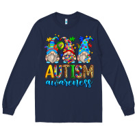 Navy autism awareness gnomes Long Sleeve Tee - Zillion Design Studio