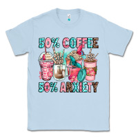 Dusty Blue 50 coffee 50 anxiety coffee cups Classic Tee - Zillion Design Studio