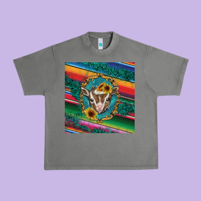 Western Baby Goat Urban Heavy Tee Designed By Barkaloodesign