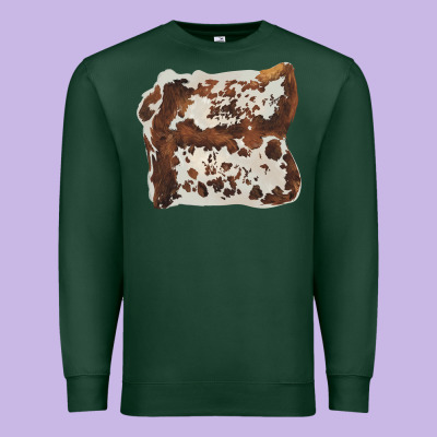 Hand Drawn Cowhide Cow Fur Premium Sweatshirt Designed By Barkaloodesign