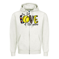 Oatmeal Heather for the love of the game softball Zipper Hoodie - CowhideDigitalArt