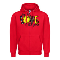 Red for the love of the game softball Zipper Hoodie - CowhideDigitalArt