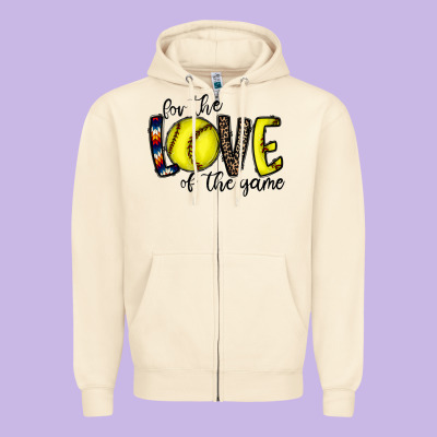 For The Love Of The Game Softball Zipper Hoodie Designed By Cowhidedigitalart