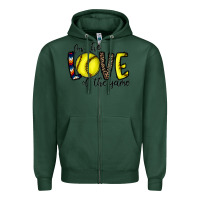 Sports Green for the love of the game softball Zipper Hoodie - CowhideDigitalArt