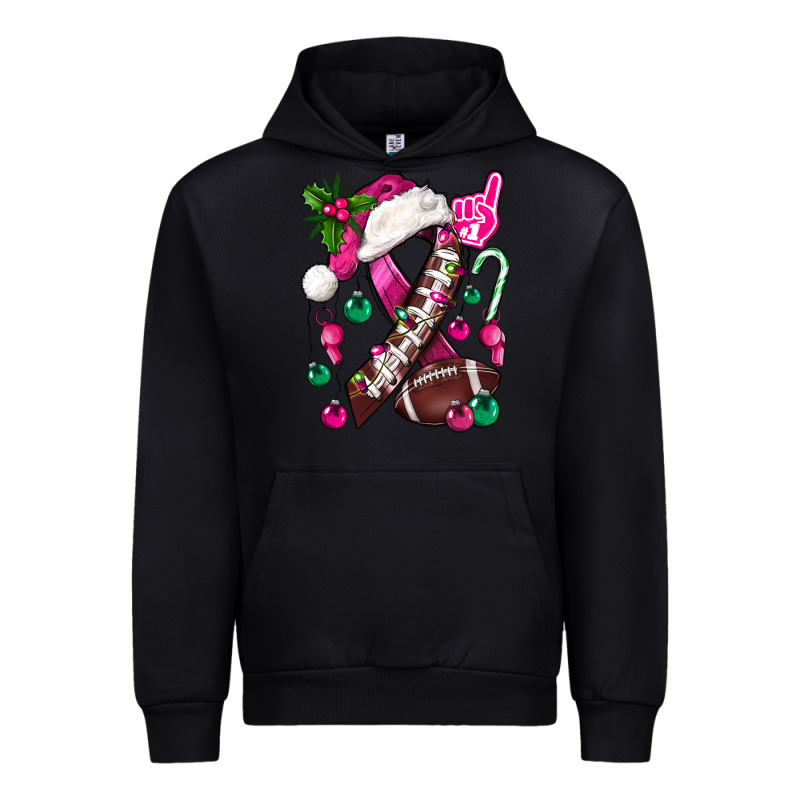 Pink Christmas Breast Cancer Ribbon Football Urban Hoodie by BundleAndBundleShop | Teevron