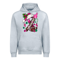 Heather Grey Pink Christmas Breast Cancer Ribbon Football Urban Hoodie - BundleAndBundleShop