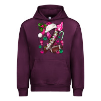 Mauve Wine Pink Christmas Breast Cancer Ribbon Football Urban Hoodie - BundleAndBundleShop