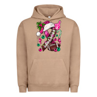 Pigment Burro Pink Christmas Breast Cancer Ribbon Football Urban Hoodie - BundleAndBundleShop