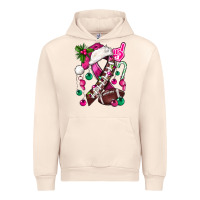 Sandshell Pink Christmas Breast Cancer Ribbon Football Urban Hoodie - BundleAndBundleShop