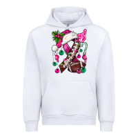 White Pink Christmas Breast Cancer Ribbon Football Urban Hoodie - BundleAndBundleShop