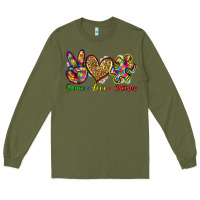 Army Green peace love autism Long Sleeve Tee - Zillion Design Studio