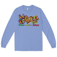 Colony Blue peace love autism Long Sleeve Tee - Zillion Design Studio