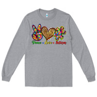Heather Grey peace love autism Long Sleeve Tee - Zillion Design Studio