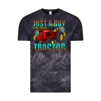Cloud Black just a boy who loves tractor Vintage Tee - texasbilliewilder