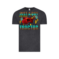 Vintage Black just a boy who loves tractor Vintage Tee - texasbilliewilder