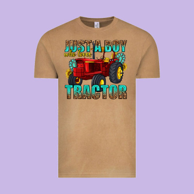 Just A Boy Who Loves Tractor Vintage Tee Designed By Texasbilliewilder