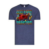 Vintage Denim just a boy who loves tractor Vintage Tee - texasbilliewilder