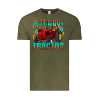 Vintage Olive just a boy who loves tractor Vintage Tee - texasbilliewilder