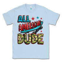 Dusty Blue all american dude Classic Tee - Zillion Design Studio